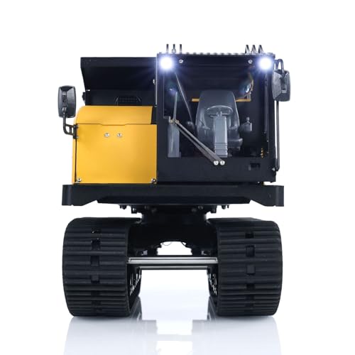 wheelfun 1/14 RC Hydraulic Crawler Dump Truck T14R Metall Raupenkipper RTR Baumaschine Flysky ST8 Radio Light Sound Batterie Ladegerät von wheelfun