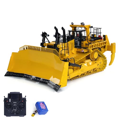 wheelfun 1/14 RC Hydraulic Metal Bulldozer D11T PL18EV Remote Controller Planierraupen Motor Servo Smoke Sound Light ESC System LESU Baufahrzeug von wheelfun