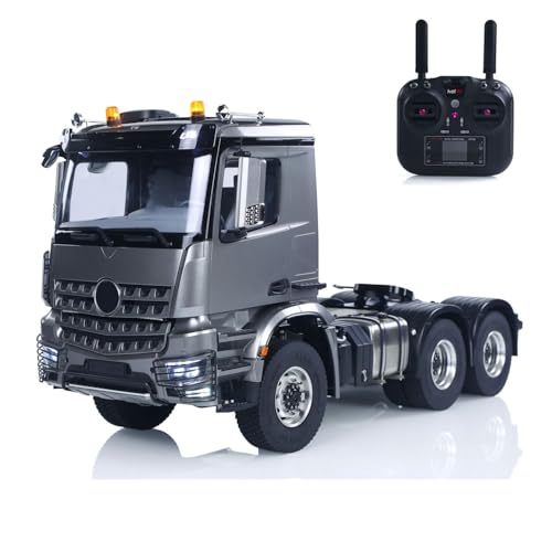wheelfun 1/14 RC Traktor Trcuk 3363 ferngesteuertes LKW-Auto-Modell, Metall, ohne Schloss, Differentialachse, 2-Gang-Getriebe, Licht, Sound, Radio, Hobby-Modell, für Erwachsene (grau) von wheelfun