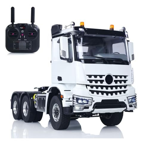 wheelfun 1/14 RC Traktor Trcuk 3363 ferngesteuertes LKW-Auto-Modell, Metall, ohne Schloss, Differentialachse, 2-Gang-Getriebe, Licht, Sound, Radio, Hobby-Modell, für Erwachsene (weiß) von wheelfun