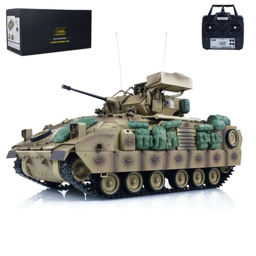 wheelfun 1/16 TD RC Battle Tank Kunststoff für M2A2 Bradley RC Elektro Infanterie Kampffahrzeug Modell 320° Turm Rotation Licht Sound Smoke Unit BB Shooting Airsoft Tank That Shoot(Basic-Edition) von wheelfun