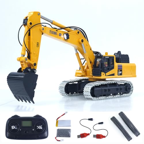 wheelfun 1/50 RC Bagger PC520 Elektrische Hub-Fernsteuerung Bagger Baumaschine Metallketten Licht Sound Kleine Spielzeug-Sammlung von wheelfun