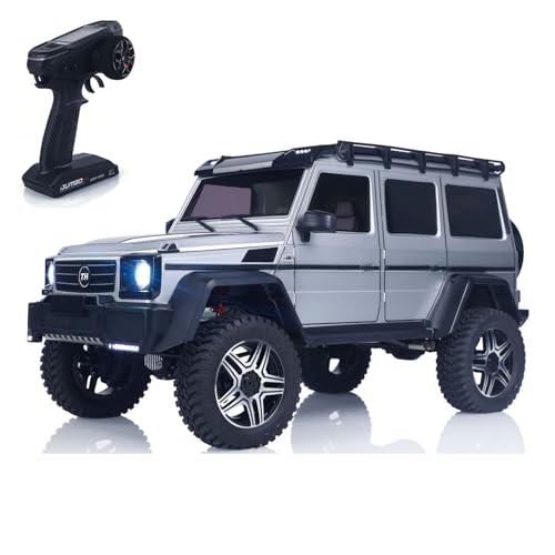 wheelfun 1/8 Ferngesteuertes Offroad-Fahrzeug-Portalachse, Differentialsperre, AWD, 2-Gang-Getriebe, 775, gebürsteter Motor, PNP-Modell, Crawler Auto (Silber) von wheelfun