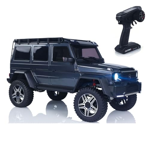 wheelfun 1/8 Ferngesteuertes Offroad-Fahrzeug-Portalachse, Differentialsperre, AWD, 2-Gang-Getriebe, 775, gebürsteter Motor, PNP-Modell, Crawler Auto (grau) von wheelfun