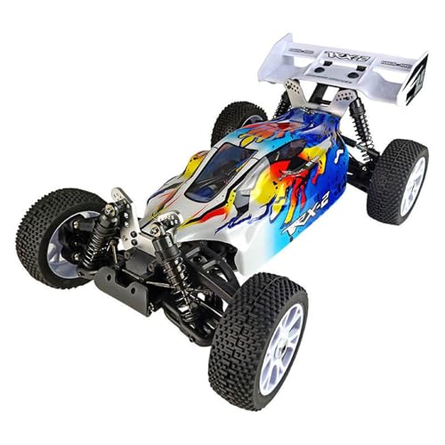 wheelfun 1/8 RH812 Ferngesteuertes Geländefahrzeug, AWD, Hochgeschwindigkeits-Modellauto, 6 kg, Servo, Metall, obere Steuerarme, Heckflügel-Ladegerät, Hobby-Modell für Erwachsene (blau) von wheelfun