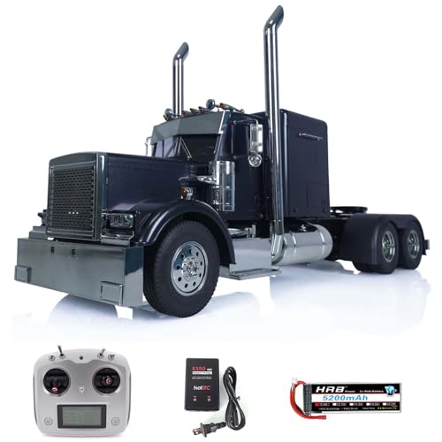 wheelfun 1:14 6×4 Sattelzugmodell 56356 Grand Hauler RC-Spielzeug-LKW - schwarz spielfertig (RTR) inkl Motor ESC Servo Licht & Soundsystem von wheelfun