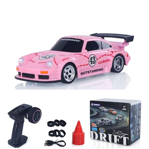 wheelfun 1:43 2,4G RC Drift Auto Hochgeschwindigkeits-Rennfahrzeuge 15KM:H 4WD Mini-Auto-Modell Batterie Beleuchtung RTR Spielzeug Geschenk von wheelfun