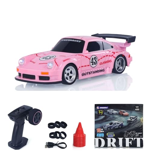 wheelfun 2.4G Mini RC Drift Auto 1:43 Rennfahrzeug 4WD RTRToy Modell Gyroskop Radio Batterie Beleuchtung 4305A von wheelfun