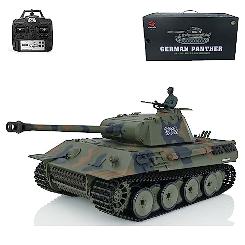 wheelfun 2.4Ghz Heng Lange 1/16 7.0 Kunststoff Ver Deutscher Panther V RTR RC Panzer 3819 Modell 340 ° Drehbarer Turm Infrarot Kampf Heben Barrel Licht Sound von wheelfun