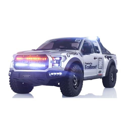 wheelfun 2Speed 1:8 RC Pickup Truck F150 Elektrisches Crawler Auto 2,4 G Fernbedienung Geländewagen 4WD Achsschloss Licht Hinterachse Gerade Achse (Silber) von wheelfun