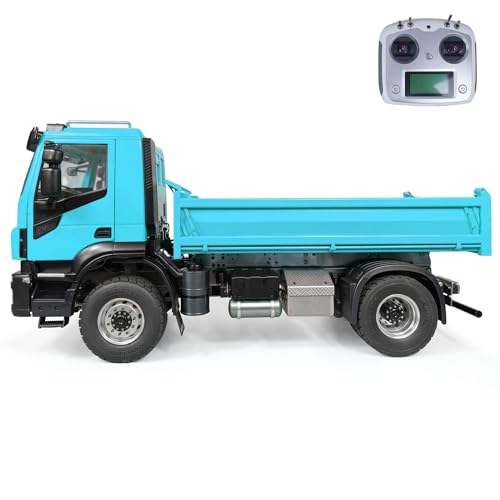 wheelfun 4 x 2 1/14 RC Hydraulischer Kipper, Metall, 2-Gang-Fernbedienung, Kipper, Auto-Modell, Hobby-Modell, Blau von wheelfun