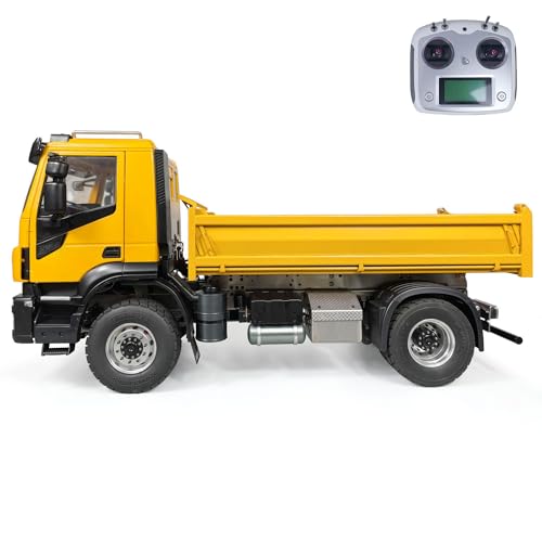 wheelfun 4 x 2 1/14 RC Hydraulischer Kipper, Metall, 2-Gang-Fernbedienung, Kipper, Auto-Modell, Hobby-Modell, Gelb von wheelfun