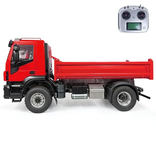 wheelfun 4 x 2 1/14 RC Hydraulischer Kipper, Metall, 2-Gang-Fernbedienung, Kipper, Auto-Modell, Hobby-Modell, Rot von wheelfun