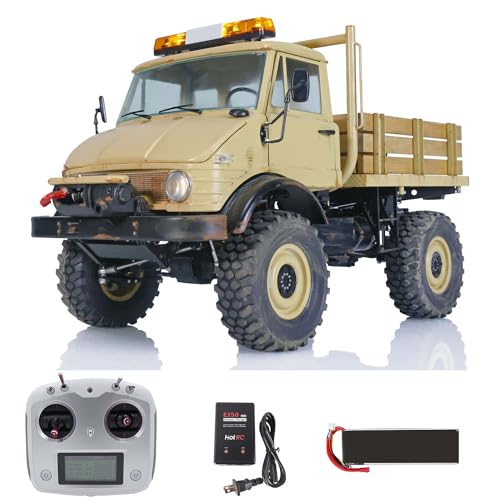 wheelfun 4X4 RC Raupenwagen RTR Metall für 1/10 RAVE-UM406 RC Off-Road Fahrzeuge Klettern LKW Modell Gebürstete Winde 2-Speed Getriebe Alarmlampe I6S Radio Hobby Grade Modell LESU Baufahrzeug von wheelfun