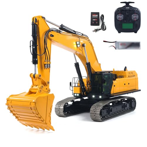 wheelfun 55KG Metall 1/14 RC Hydraulikbagger 395F Fernsteuerungs-Bagger mit Dual-Pump-System RTR Schwermaschine Flysky ST8 Funksteuerung Batterie 6-Kanal Ventil von wheelfun