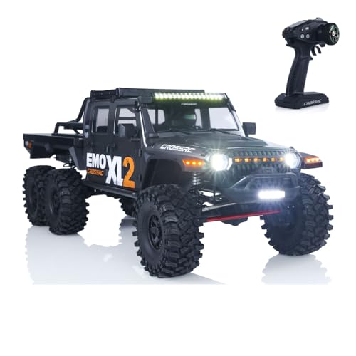 wheelfun CROSSRC 1/8 6X6 RC Crawler Auto Emo Xl2 6WD Differentialschloss Achse Fernbedienung Geländefahrzeuge Gebürsteter Motor Esc Licht Sound Hobby Grade Modell von wheelfun