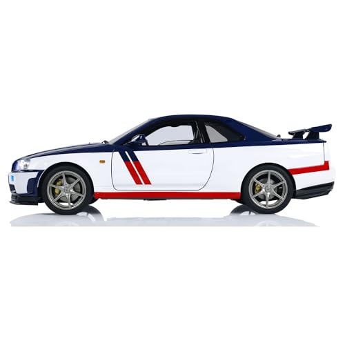 wheelfun Capo 1/8 4x4 R34 Metal RC Racing Car 4WD High Speed 2-Speed Transmission RTR Drift Cars Sound Smoking Red and White Stripes Constraction Vehicle for Adult Hobby von wheelfun
