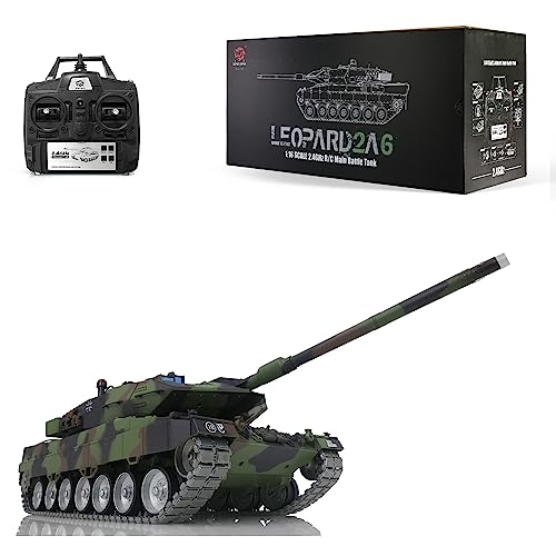 wheelfun Heng Lange 1/16 7.0 Customized Leopard2A6 RC Panzer 3889 Metall Tracks Barrel Retractable 360 ° Rotierender Turm Infrarot Kampf Lifting Barrel Licht Sound von wheelfun