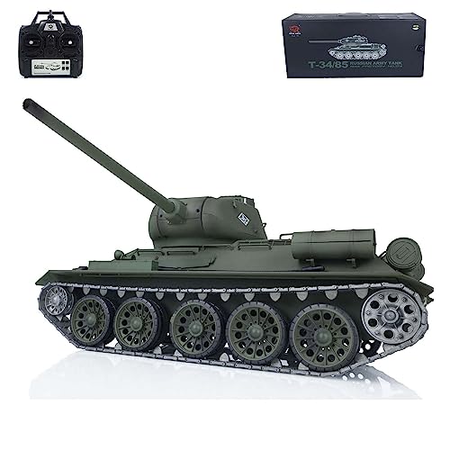 wheelfun Heng Long SovieRC TankT34-85 RC Panzer 1/16 Maßstab 7.0 Upgraded RTR RC Panzer 3909 Metal Tracks Smoking Unit 340° Rotierender Turm Infrarot Combat BB Shooting Airsoft Tank That Shoot von wheelfun
