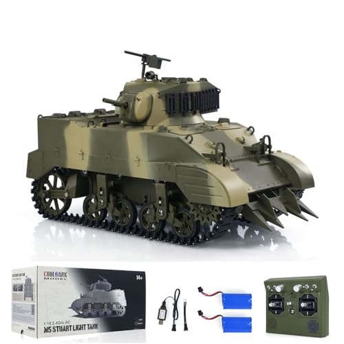 wheelfun Henglong 1/16 USA M5A1 Stuart VI RC Tank Remote RTR Light Smoking Lipo Battery Hobby Grade Tank Model for Adult Hobby von wheelfun
