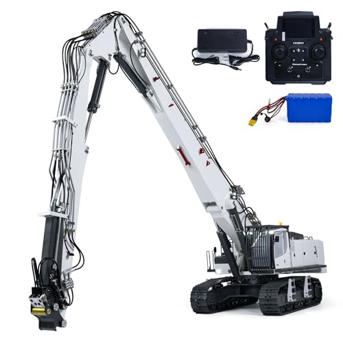 wheelfun K970-300 1/14 Cut RC Hydraulic Excavators Radio Control Demolition Machine Construction Vehicle Model PL18Ev Lite Radio Without Attachments White Constraction Vehicle for Adult Hobby von wheelfun