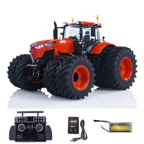 wheelfun LESU AOUE 1050 Metall 1/14 Hydraulik RC Traktor Modell 4x4 Landwirtschaftsfahrzeug Doppelräder Frsky XE Funk Batterie Rauch Sound von wheelfun