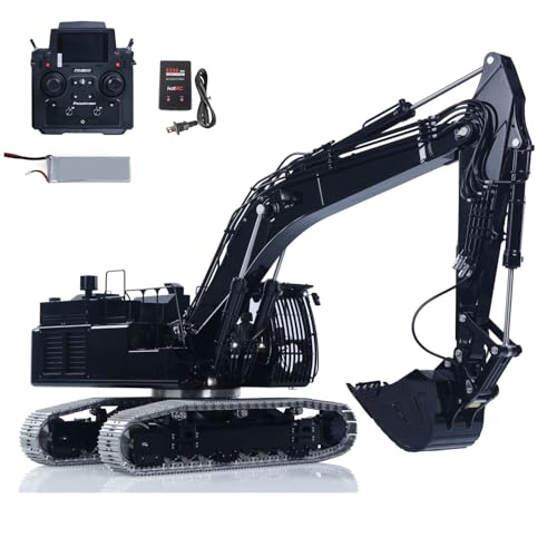 wheelfun LESU Aoue ZX490 Metall 1/14 Fernbedienung Hydraulikbagger Upgraded Schwerer RC Bagger Flysky Paladin PL18EV Lite Sound Rauch von wheelfun