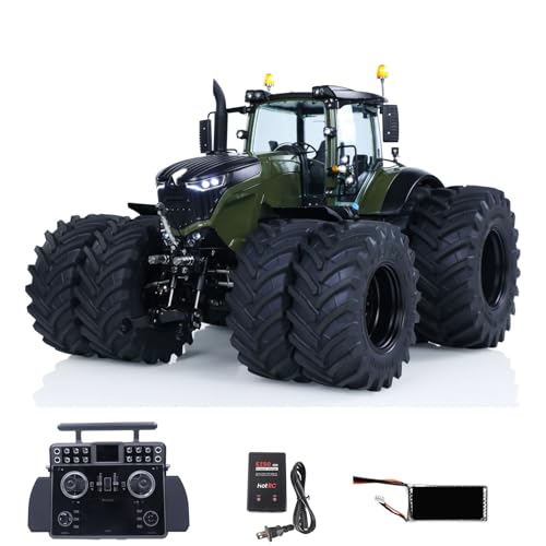 wheelfun LESU Metall 1/14 Hydraulik RC Traktor Modell AOUE 1050 4x4 Fernsteuerung Farm-LKW Doppelräder Frsky XE Funk Batterie Rauch von wheelfun