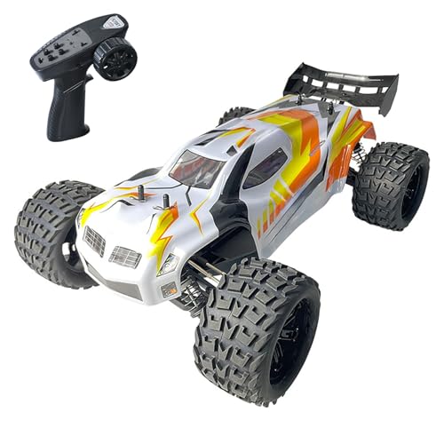 wheelfun RH818 1/8 ferngesteuerter elektrischer Rennbuggy AWD RC-Modell, hydraulischer Stoßdämpfer, 3660 bürstenloser Motor, Flysky-Radio, Hobby-Modell, für Erwachsene (weiß und orange) von wheelfun