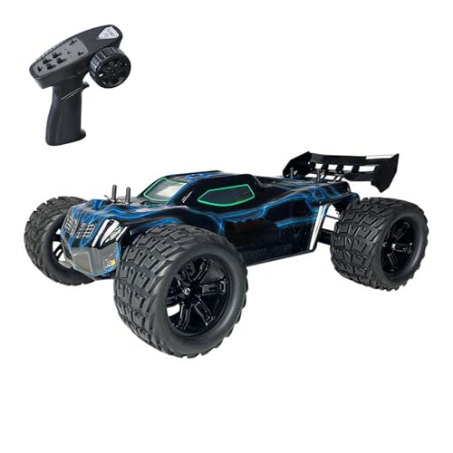 wheelfun RH818 1/8 ferngesteuerter elektrischer Rennbuggy AWD RC-Modell, hydraulischer Stoßdämpfer, 3660 bürstenloser Motor, Flysky-Radio, Hobby-Modell für Erwachsene (blaue Streifen) von wheelfun