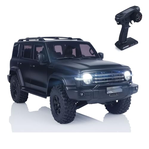 wheelfun Traction Hobby 1/8 Tank300 RC Geländefahrzeug Hartschale 4WD 2WD Elektro-Fernbedienung Kletterauto Crawler Axel Lock 2 Speed (Schwarz) von wheelfun