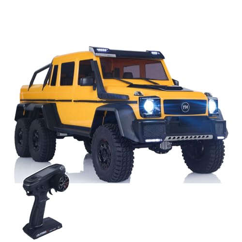 wheelfun Traction Hobby Km6 6Wd 1/8 ferngesteuertes Geländefahrzeug, ferngesteuertes Elektro-Modellauto, 2-Gang-Achsenschlösser, 775 gebürsteter Motor (gelb) von wheelfun