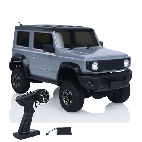wheelfun UDI RC Ucx2402 1/18 2.4G 4WD 4X4 Ferngesteuertes Crawler Fahrzeug Geländewagen Gebürstet 130 Motor 30A ESC 3-Gang-Getriebe RTR Batterie für Erwachsene Hobby RTR Crawler Modell (Grau) von wheelfun