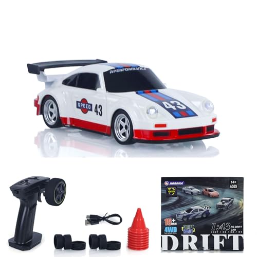 wheelfun 1:43 Hochgeschwindigkeits-2,4G Mini-RC-Drift-Rennfahrzeuge Gyroskop 4WD fahr bereit Mini-Radio-Batterie-Leuchten Modell von wheelfun