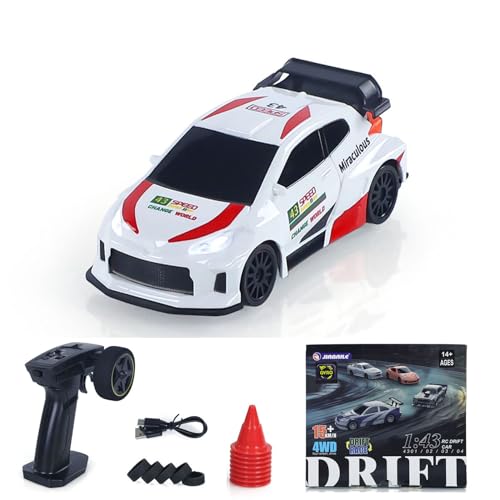 wheelfun 2,4 GHz 1:43 RC Drift Auto Hochgeschwindigkeits-4WD Rennfahrzeuge RTR Mini-Auto-Spielzeug Modell Radio Batterie Lichter Gyroskop von wheelfun