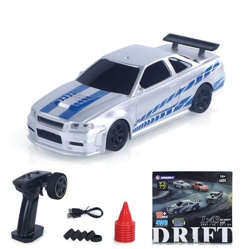 wheelfun 1:43 RC Drift Auto 4WD Hochgeschwindigkeits-Rennfahrzeuge 4304A 2,4 GHz RTR Mini-Auto Modell Radio Batterie Lichter Gyroskop von wheelfun
