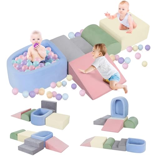 whiffee Schaumstoff-Kletterblöcke für Kleinkinder, Kleinkind-Kletterspielzeug im Innenbereich, Kinder-Baby-Kletterspielzeugblöcke mit Bällebad für Baby, weiches Spielset Spielplatz (Bälle Nicht im whiffee Schaumstoff-Kletterblöcke für Kleinkinder, Kleinkind-Kletterspielzeug im Innenbereich, Kinder-Baby-Kletterspielzeugblöcke mit Bällebad für Baby, weiches Spielset Spielplatz (Bälle Nicht im von whiffee