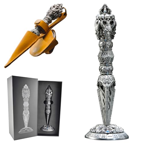 Zauberstab-Würfel, 7-in-1-Zink-Set mit Ledertasche, Metall-Schädel, Dämonen-Design, für Dungeons und Drachen, Silberfarben von willmove