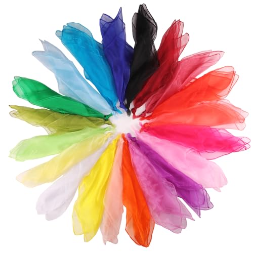 winbest 20 Stück Jongliertücher 60 x 60 cm Chiffontücher 20 Farbe Bunte Tücher Baby Seidentücher Baby für Tanz Kinder Sensorisches Jonglieren Dekoration von winbest