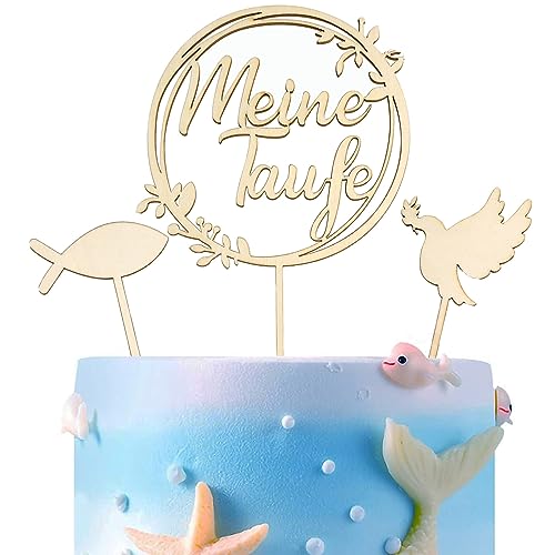 3pcs Cake Topper Taufe Holz, Taufe Torten Topper, Tortendeko Taufe, Tortendeko Party Dekoration, Taube Fisch Kranz Kuchen Deko, Meine Taufe Torten Topper für Junge, Mädchen,Weihnachten 3pcs Cake Topper Taufe Holz, Taufe Torten Topper, Tortendeko Taufe, Tortendeko Party Dekoration, Taube Fisch Kranz Kuchen Deko, Meine Taufe Torten Topper für Junge, Mädchen,Weihnachten von winbest