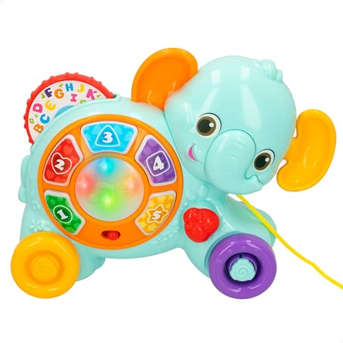 Winfun Seilzug Set, Elefant Räder, Spielzeug zum Ziehen mit Babymusik, Tasten mit Licht und Sound, Musikspielzeug, Babygeschenke 6 Monate, 47255 von winfun