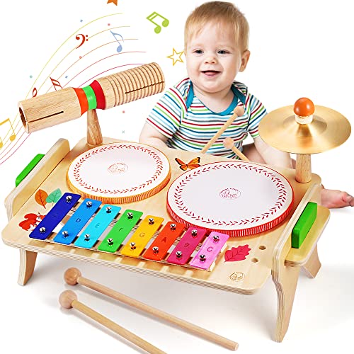 wingyz Kinder Trommel Set, Musikinstrumente Kinder Set Musik Kinderspielzeug mit Xylophon, Baby Spielzeug Musik Schlagzeug für Kleinkinder, Holz Spielzeug Baby Musikspielzeug für Jungen Mädchen wingyz Kinder Trommel Set, Musikinstrumente Kinder Set Musik Kinderspielzeug mit Xylophon, Baby Spielzeug Musik Schlagzeug für Kleinkinder, Holz Spielzeug Baby Musikspielzeug für Jungen Mädchen von wingyz