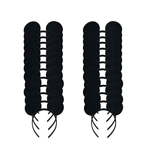 Set von 24 Mickey Minnie Mouse Kostüm Deluxe Stoff Ohren Stirnband Punkte Jungen Mädchen Geburtstag Party Haar Zubehör Baby Dusche Kopfbedeckung Halloween Party Gefälligkeiten Dekorationen (schwarz) von winvin