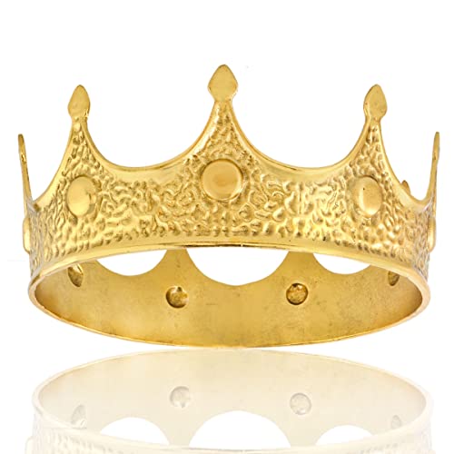 winvin Klassische König Prinz Königin Krone für Geburtstag Halloween Hochzeit Party Cosplay Kostüm Haarschmuck (Dunkelgold, groß) von winvin