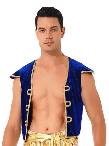 winying Arabischer Prinz Kostüm für Herren V-Ausschnitt Ärmellos Weste Arabischer Prinz Orient Sultan Gilet Faschingskostüme Karneval Königsblau XXL winying Arabischer Prinz Kostüm für Herren V-Ausschnitt Ärmellos Weste Arabischer Prinz Orient Sultan Gilet Faschingskostüme Karneval Königsblau XXL von winying