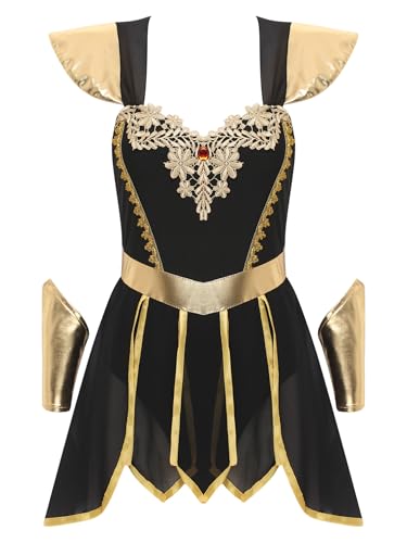 winying Damen Kostüm Römische Göttin Antikem Griechischen Toga Kleid Mini Ägypten Fasching Kostüm Party Karneval Cosplay Halloween Schwarz XL von winying