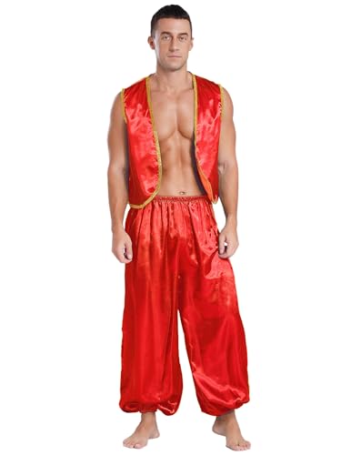 winying Erwachsene Arabische Prinz Kostüm Ärmellos Weste Satin Vorne offe Jacket Und Lang Hosen Zweiteiliger Halloween Outfits Rot XL winying Erwachsene Arabische Prinz Kostüm Ärmellos Weste Satin Vorne offe Jacket Und Lang Hosen Zweiteiliger Halloween Outfits Rot XL von winying