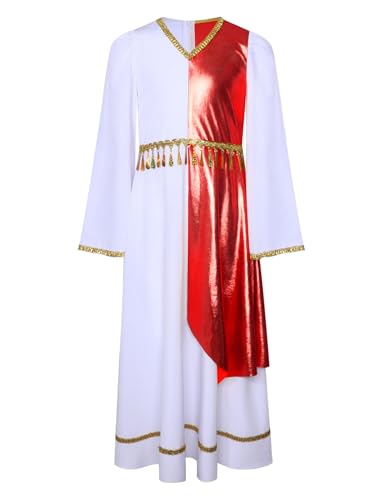winying Griechische Römische Göttin für Kinder Mädchen Langarm Prinzessin Maxikleid für Party Karneval und Halloween weiß Rot 122-128 winying Griechische Römische Göttin für Kinder Mädchen Langarm Prinzessin Maxikleid für Party Karneval und Halloween weiß Rot 122-128 von winying