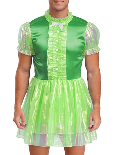winying Herren Maid Kleid Glitzerndes Rüschenkleid Kurzarm Dienstmädchen Uniform Crossdresser Rollenspiel Kostüm Grün S winying Herren Maid Kleid Glitzerndes Rüschenkleid Kurzarm Dienstmädchen Uniform Crossdresser Rollenspiel Kostüm Grün S von winying