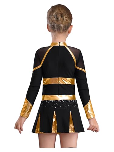 winying Mädchen Cheer Leader Cheerleading Kostüm Langarm Schulmädchen Uniform Karneval Fasching Party Halloween Kostüm Schwarzes Gold 170 winying Mädchen Cheer Leader Cheerleading Kostüm Langarm Schulmädchen Uniform Karneval Fasching Party Halloween Kostüm Schwarzes Gold 170 von winying